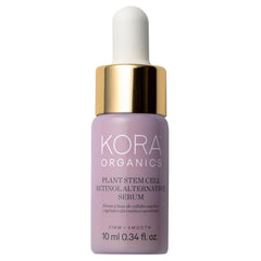 KORA Organics Plant Stem Cell Serum bottle close-up showing milky texture for daily nourishment.