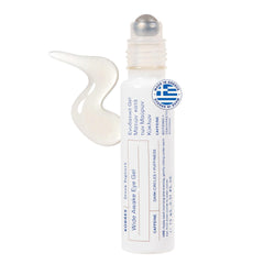 KORRES Greek Yoghurt Wide Awake Eye Gel roller in use for refreshing depuff