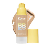 Kosas BB Burst bottle pour shows lightweight tinted gel texture for natural coverage