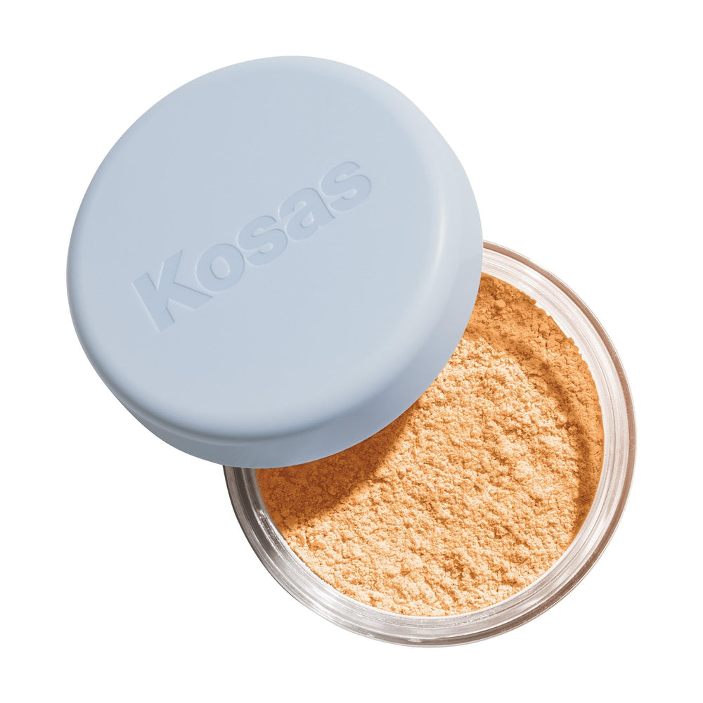 Kosas Cloud Set translucent powder bottle shows a featherweight, talc-free finish for lasting setting.