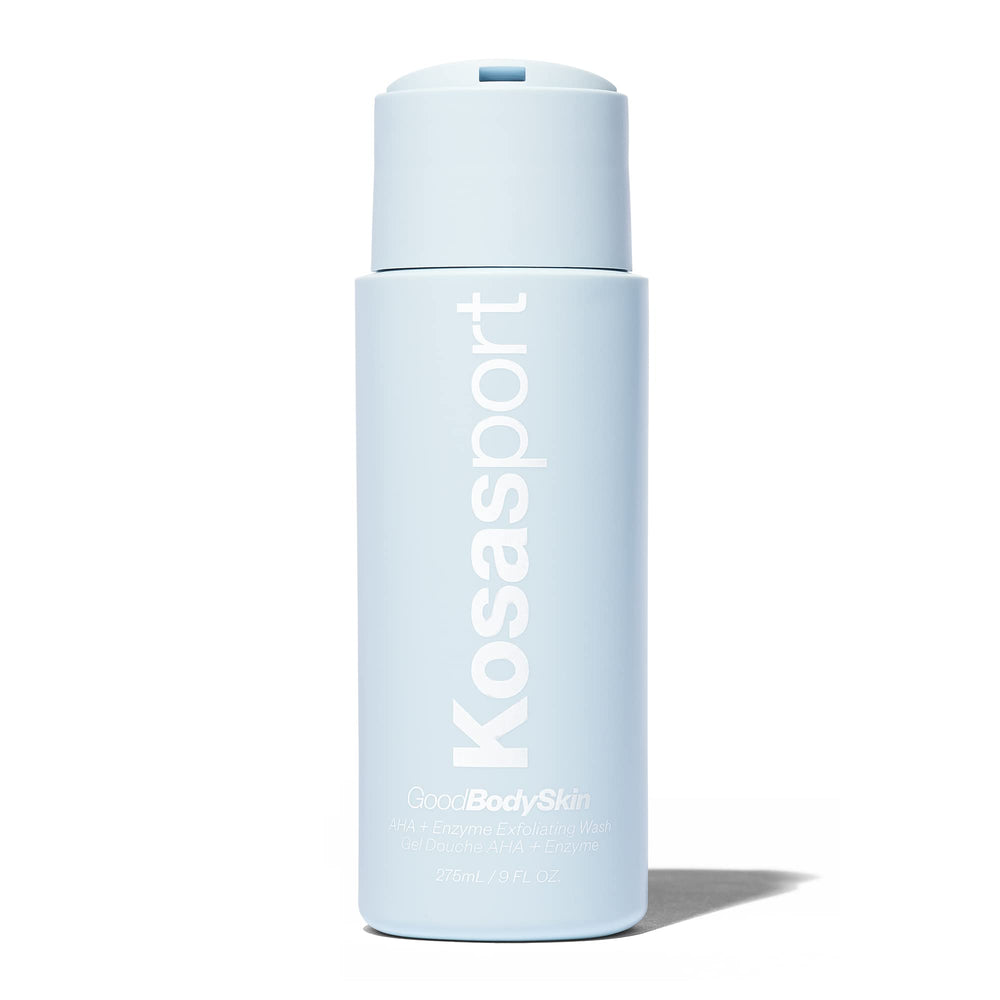 Kosas Kosasport Good Body Skin wash bottle front for daily exfoliation and smoother skin.