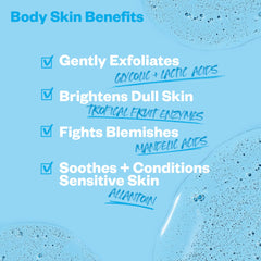 Kosas Kosasport Good Body Skin wash gel texture close-up showing gentle exfoliation benefits.