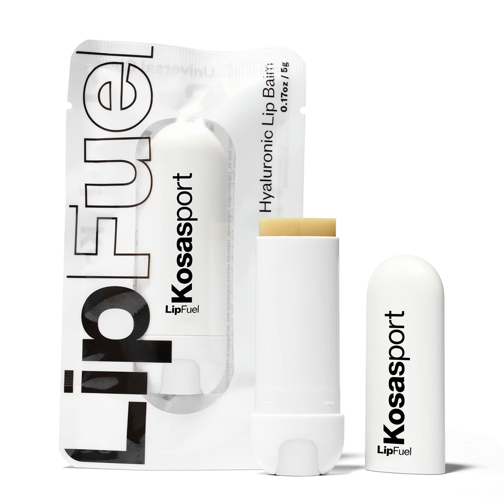 Kosas Lipfuel Hyaluronic Active Sport Lip Balm packaging for on-the-go hydration.