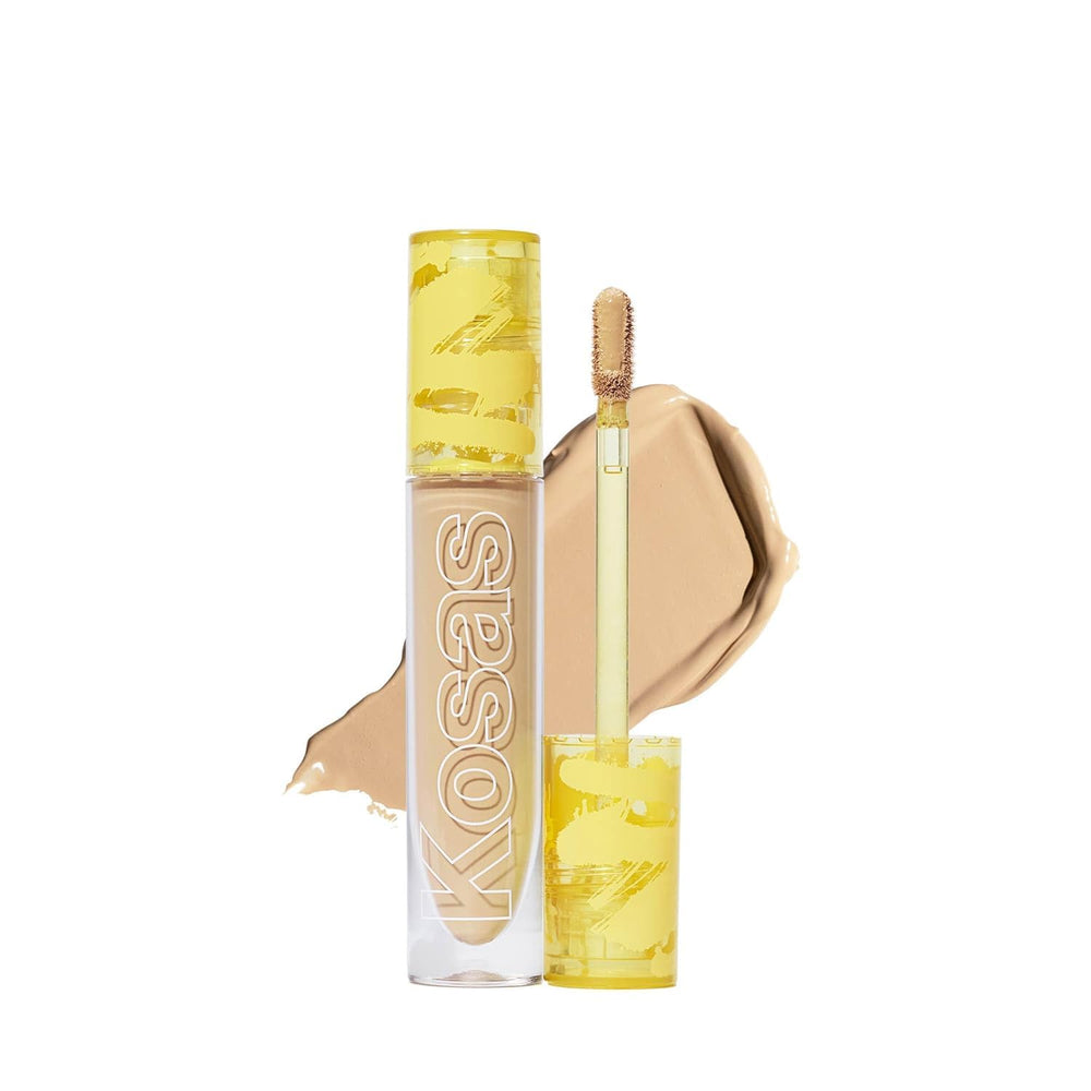 Kosas Revealer Concealer bottle close-up showing medium coverage for a natural finish.