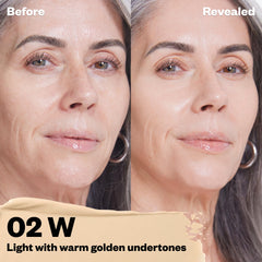 Kosas Revealer Concealer Tone 02W swatch reveals medium coverage with a natural glow.