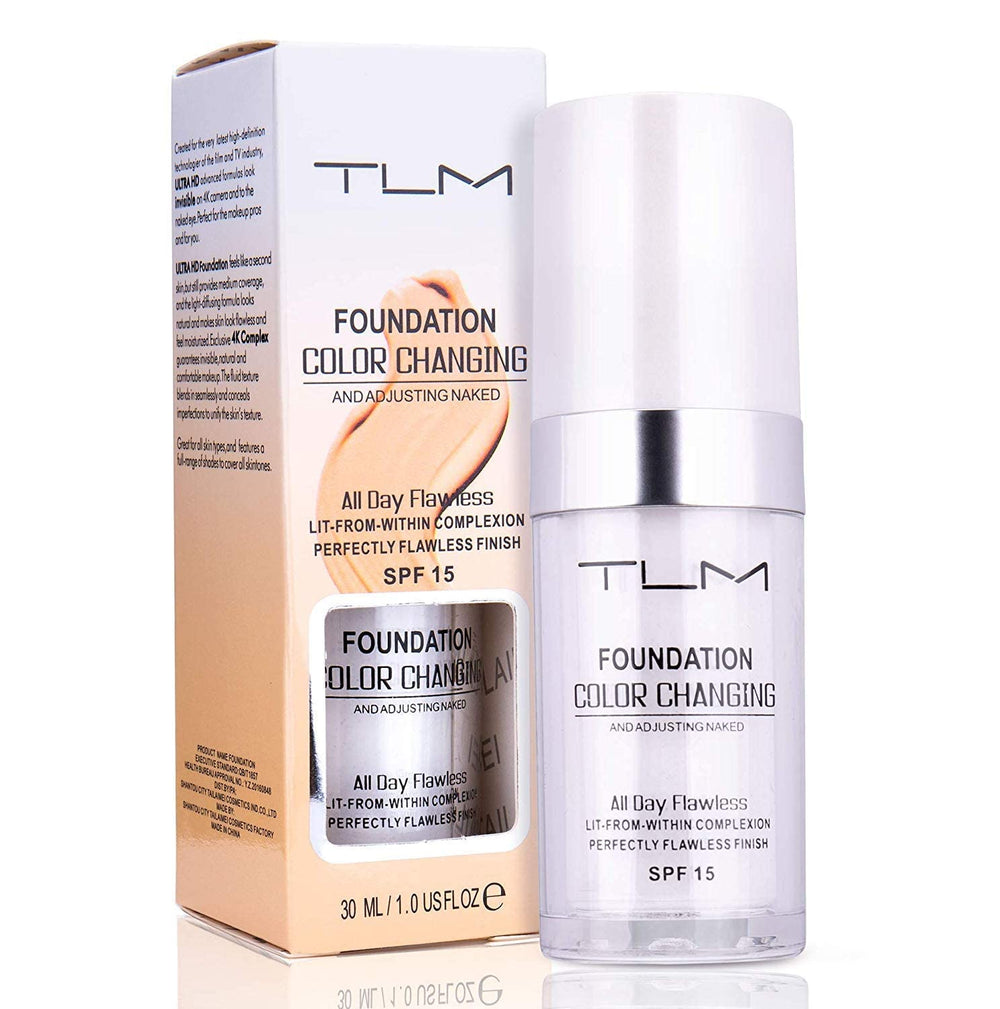 Kosimi TLM color-changing foundation bottle ready for daily blending.