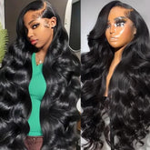 KOTTN 32-inch body wave wig in front view offers natural scalp appearance for everyday wear.