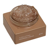 KOY Flow lifting-wrapping cream bottle close-up shows hydration and radiance.