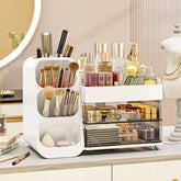 KQJS makeup organizer with drawers on white surface for easy access to cosmetics