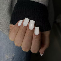 KQueenest glue-on nails in classic white for quick, long-lasting at-home manicure.
