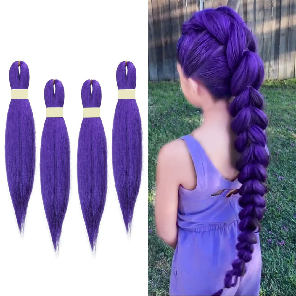 KRALER purple pre-stretched braiding hair 24-inch, ideal for quick box braids