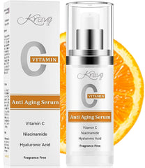 KRAVE IT vitamin C serum bottle with 20% concentration for brightening skin tone.