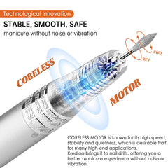 Kredioo Nail Drill hand piece showcasing ergonomic grip for comfortable use.