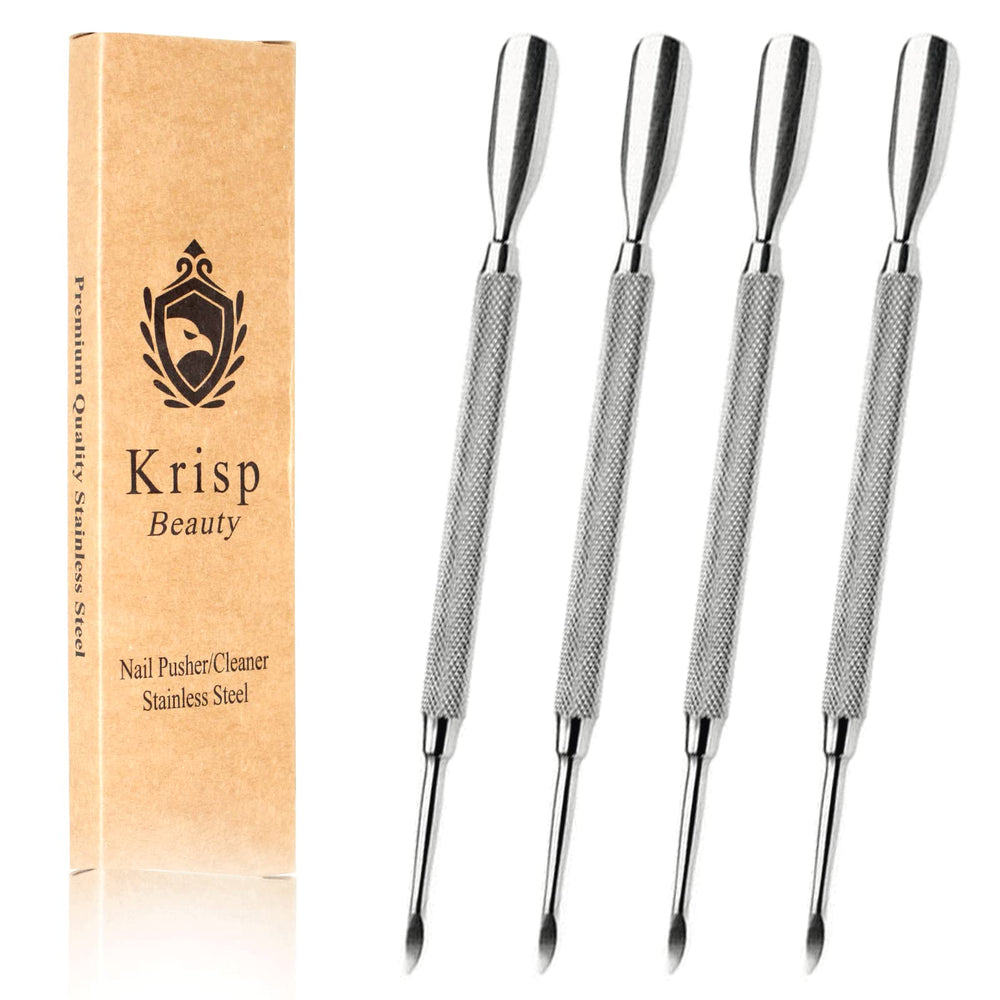Krisp Beauty dual-ended cuticle pusher with spoon tip for precise cuticle care.