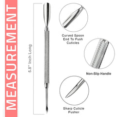 Krisp Beauty cuticle remover scraper with flat pusher for efficient home grooming.