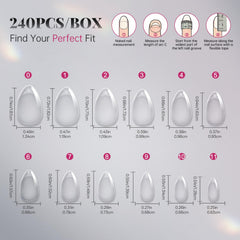 Krofaue Almond Nail Tips 12 sizes labels help find perfect fit quickly