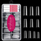 Krofaue clear nail tips with 10 sizes for precise fit at home or salon.