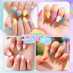 krofaue soft gel kid nails in almond shape, lightweight for daily wear