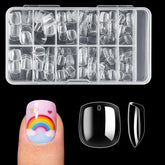 Krofaue kids nails in clear soft-gel for comfortable, kid-friendly DIY nail art at home.