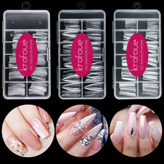 krofaue three styles nail tips kit for versatile DIY extensions