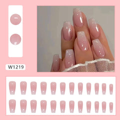 KRTBKR medium square nails in ombre pink finish for salon-style at home