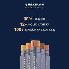 Close-up of matte finish on skin using Kryolan TV Paint Stick 626C.