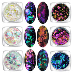 KUKA iridescent chameleon flakes jar close-up for bold, shimmering nails