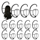 KUKLIPJIM wig hanger mounted on wall displaying multiple wigs efficiently.
