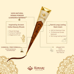 Plant-based henna cone with precision tip for smooth artwork.
