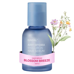 KUNDAL Blossom Breeze serum bottle shows lightweight hydration for fine hair.