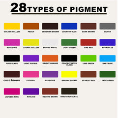KVM Tattoo Ink 28-color color swatches displaying range for precise shading