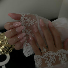 KXAMELIE glossy French tip finish with natural shine