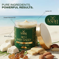 KXNG Cosmetics fragrance bottle showcases warm amber scent for daily pampering.