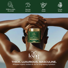 KXNG Cosmetics shea butter ingredient detail highlights natural nourishment for smoother skin.