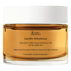 Kyabo Lanolin Anhydrous 1 lb jar front, pure moisturizer for daily skin care.
