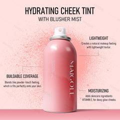 KYDA Liquid Blush Spray texture closeup shows lightweight blendability