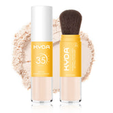 KYDA Mineral Sunscreen Setting Powder on the face for a natural matte finish and oil control.
