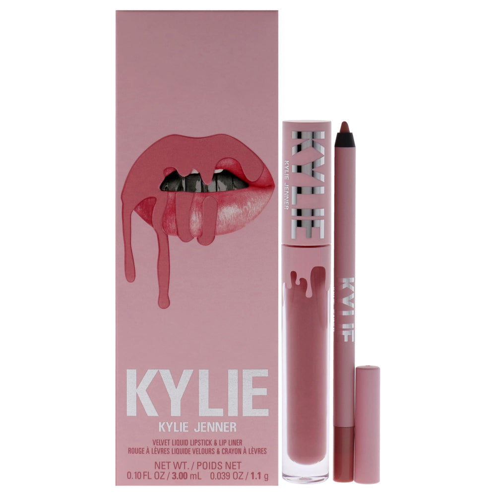 Kylie Cosmetics Velvet Lip Kit 705 Charm velvet liquid lipstick swatch with a demi-matte finish