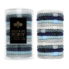 L. Erickson Grab and Go Ponytail Holders Atlantic 15-pack tube for quick, secure hairstyles.