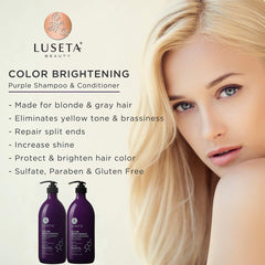 L LUSETA purple conditioner tube nourishes curls for smoother, more manageable hair.