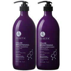 L LUSETA purple shampoo bottle enhances blonde and gray tones gently.