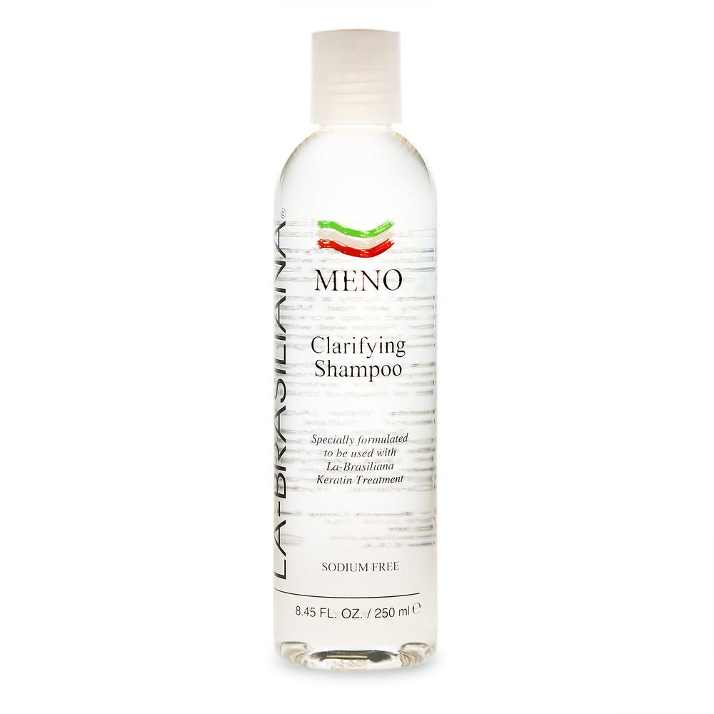 La-Brasiliana Meno Clarifying Shampoo bottle pour for pre-treatment prep