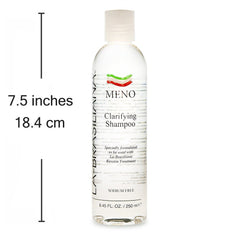 La-Brasiliana Meno Clarifying Shampoo packaging close-up for product prep