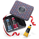 La Chatelaine gift set tin with three travel-size hand creams for gifting