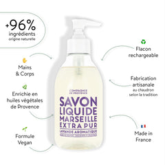 La Compagnie de Provence lavender bottle with pump for convenient dispensing