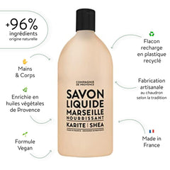 La Compagnie de Provence Savon de Marseille white flower fragrance bottle for a spa-like cleanse.
