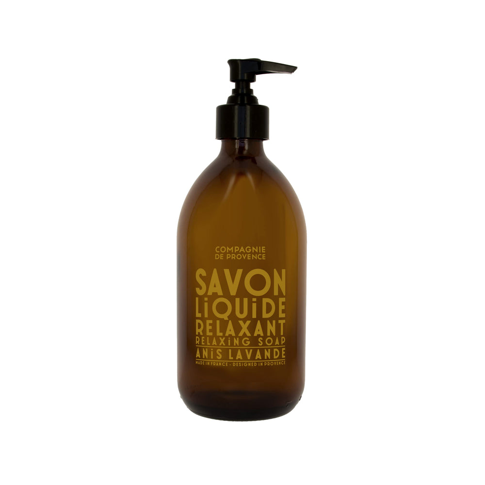 La Compagnie de Provence glass pump bottle with anise and lavender scent for everyday cleansing.
