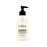 La Compagnie de Provence sensitive skin liquid soap in pump bottle for gentle cleansing.