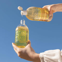 La Compagnie de Provence Verbena label close-up highlights natural origin and parabens absence.