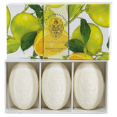 La Florentina Agrumi di Boboli bar soap set, front view, bright citrus scent.